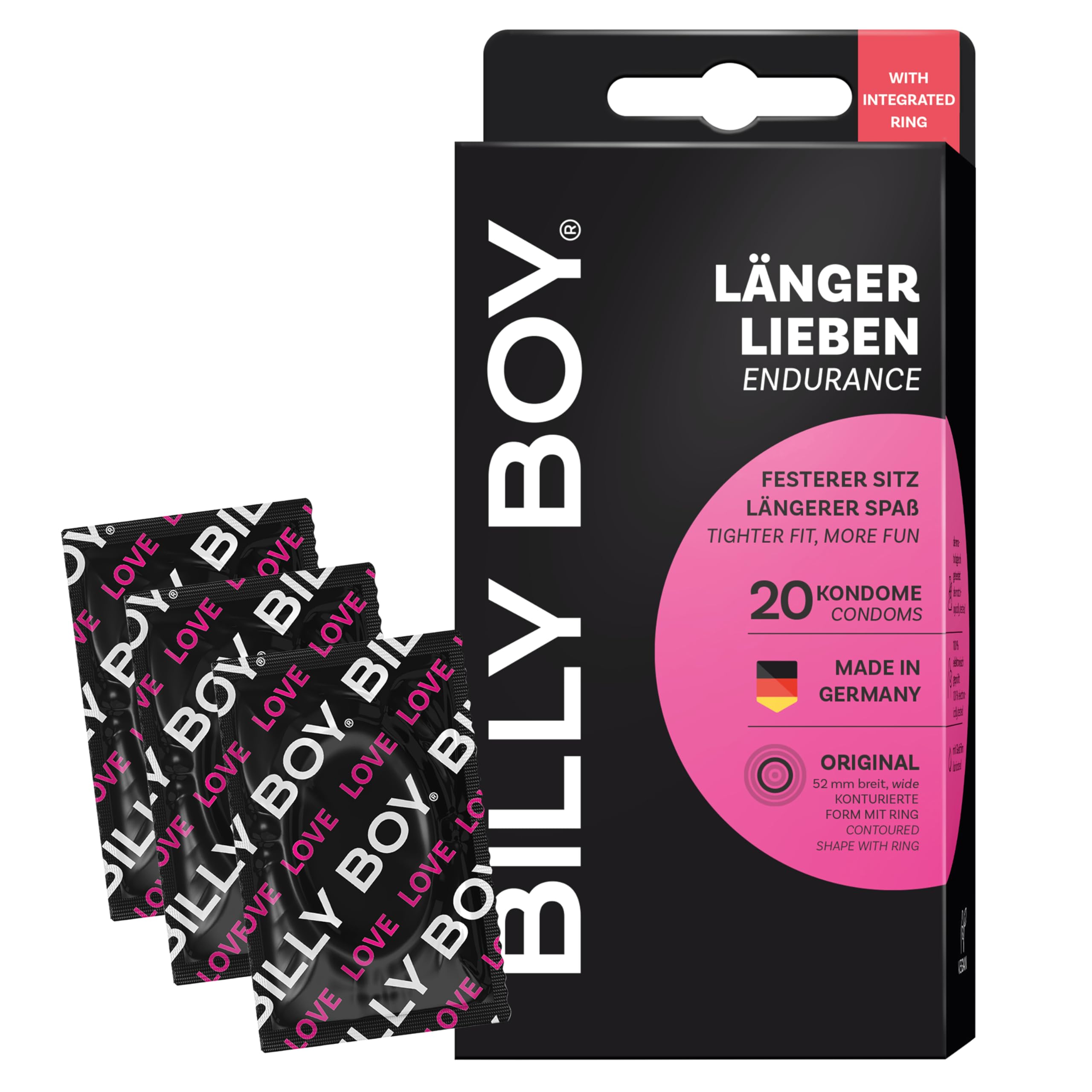 BILLY BOY Kondome Länger Lieben 10er | 52 mm | Kondome für ein längeres und intensiveres Erlebnis 1x20 Stück
