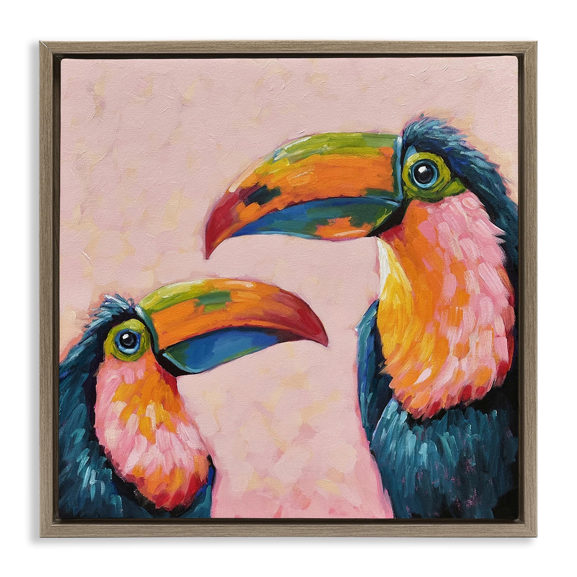 Stupell Industries Montalcino Elm (Textured) Tropical Toucan Paradise Bird, 24 X 24 Inch Canvas In Floater Frame