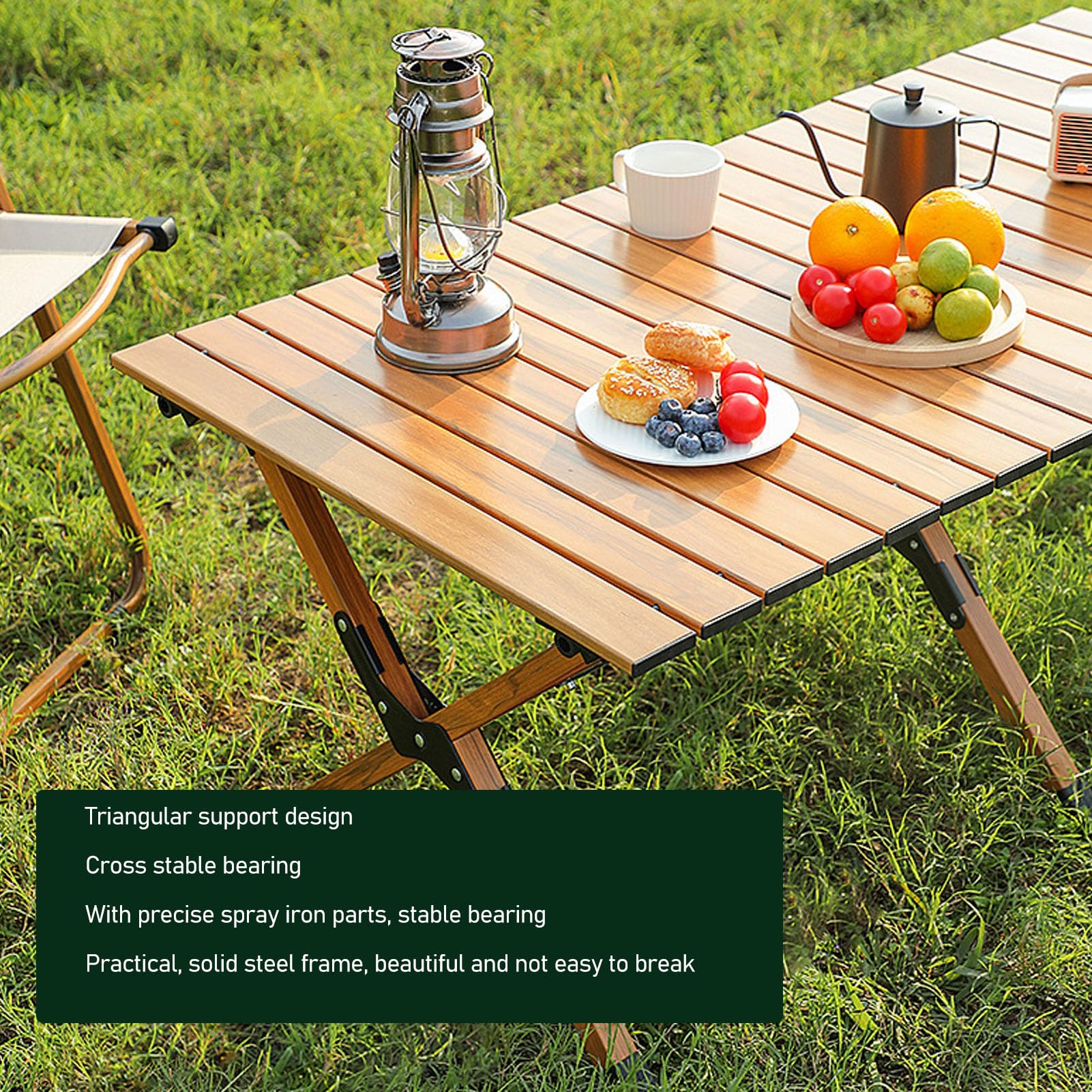 Mesa Plegable para Acampar, Mesa Portátil Enrollable para Exteriores con Bolsa de Transporte, Auxiliar Liviana para Picnic, Barbacoa, Senderismo, para la Playa, Patio