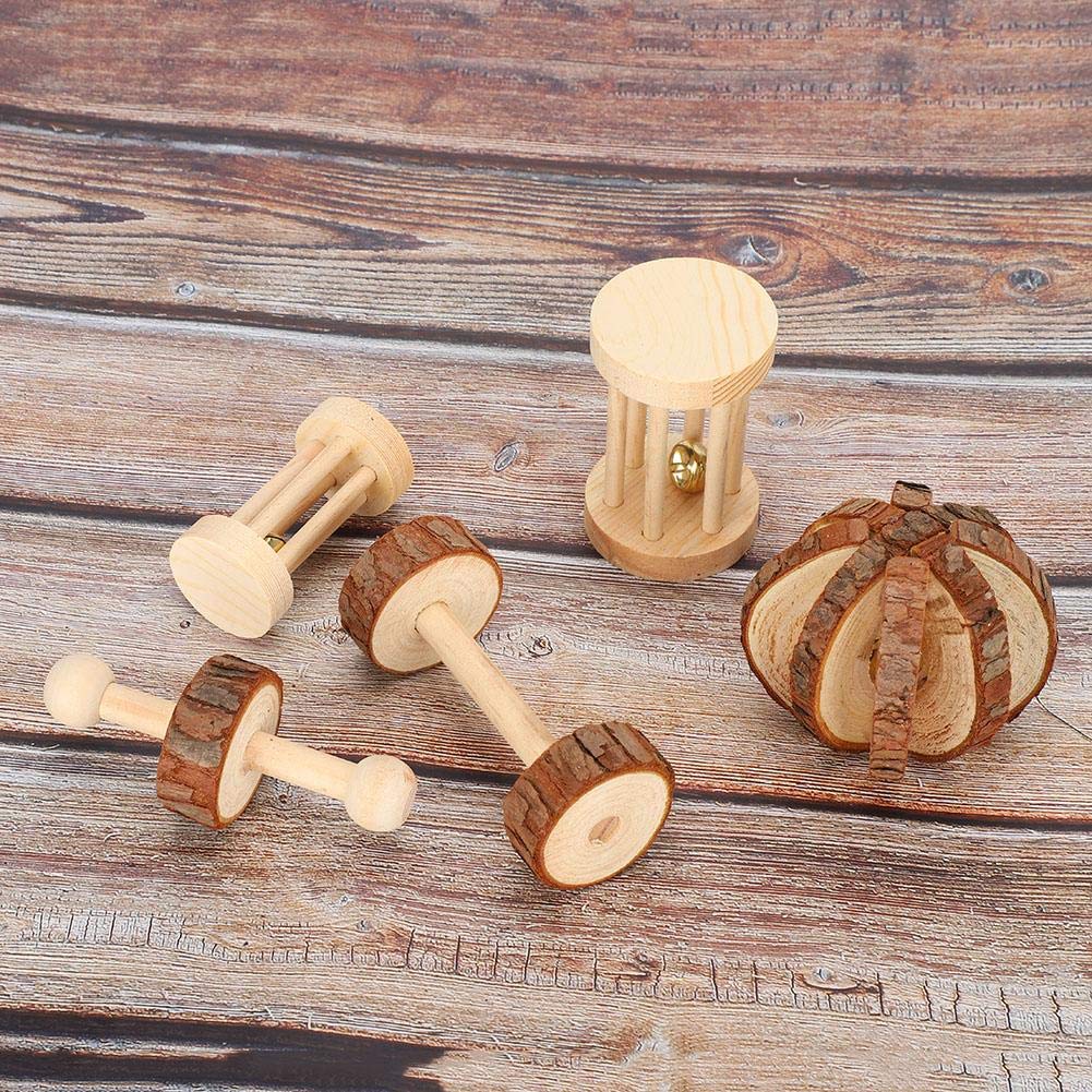 YOUTHINK 5 Unids/Set Pequeño Juguete para Mascotas, Juguete De Seguridad De Madera Juguete Dientes Molares Juguete para Conejo De Guinea Hamster Rata Rata