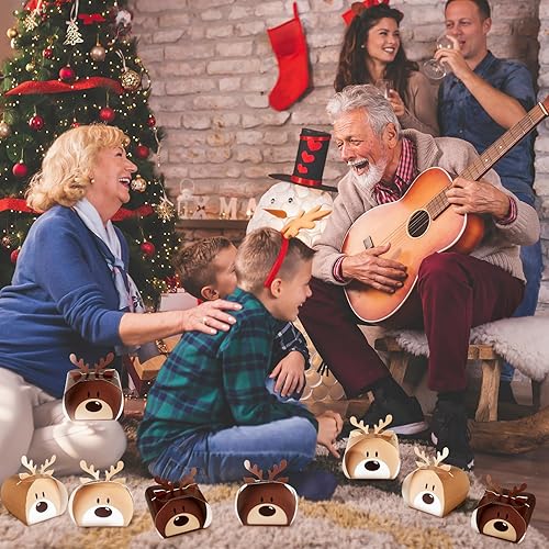 Miniatura 5 de 36 cajas de regalo de galletas de Navidad, cajas de regalo de cartón de alce 3D, cajas de regalo de fiesta, latas de galletas de caramelo con tapas