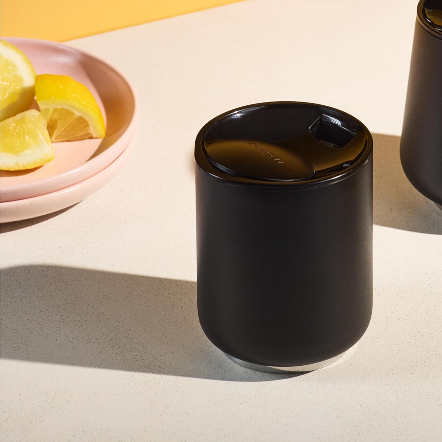 Fellow Rocky Lowball Tumbler Set of 2 - ​​Insulated Stainless Steel Cocktail Tumblers with Ceramic Interior and Swivel Pebble Lid - 10 oz, Matte Black - Image 6