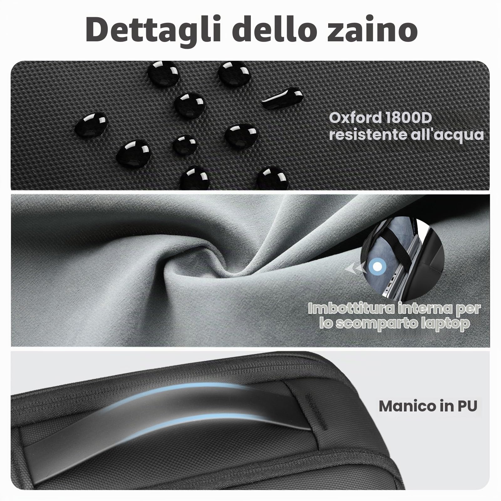 hk Zaino Porta PC 15,6 Pollici Uomo Donna con Cerniere Antifurto | Zaino Lavoro Impermeabile 25L con USB A&C, Zaino Business per Ufficio, Viaggio, Università e Cabina Aereo, Nero