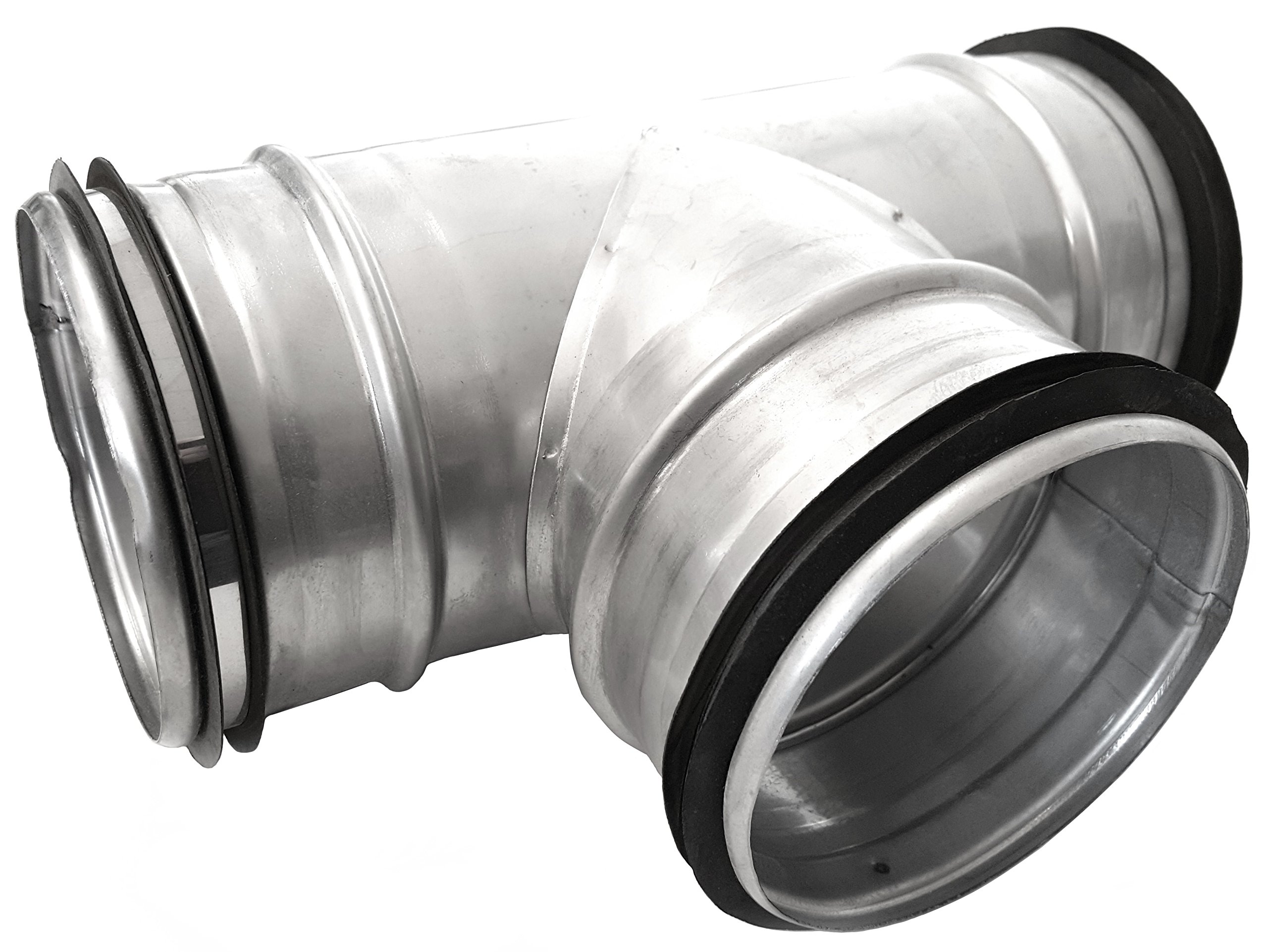 Pieza en T para canal en espiral, 90° DN:80 100 125 125 150 160 200, racor galvanizado y de acero inoxidable, pieza de derivación para ventilación y extracción de humos, tubo de ventilación, Plateado
