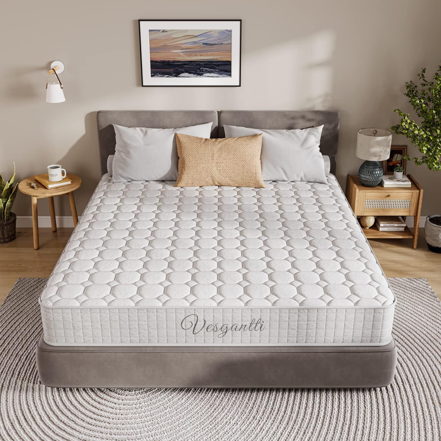 Vesgantti Materasso 120x190x24 cm Molle Insacchettate & Memory Foam | 7 zone Ergonomia, Traspirabilità Ottimali, Sistema Anti umidità, Rigidità Media, Sottovuoto
