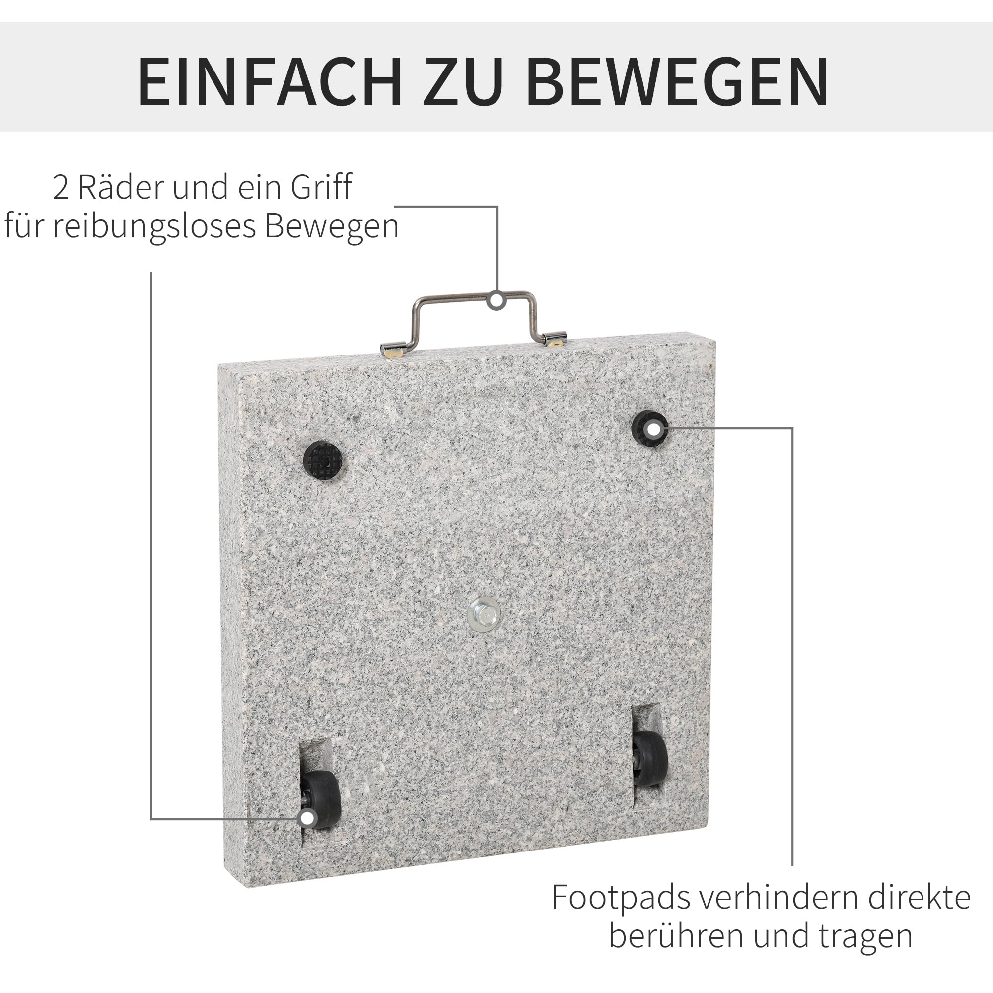 Outsunny® Mobilny stojak na parasole przeciwsłoneczne, stojak na parasole 30 kg, marmurowa + stal nierdzewna, 42 x 42 x 36 cm