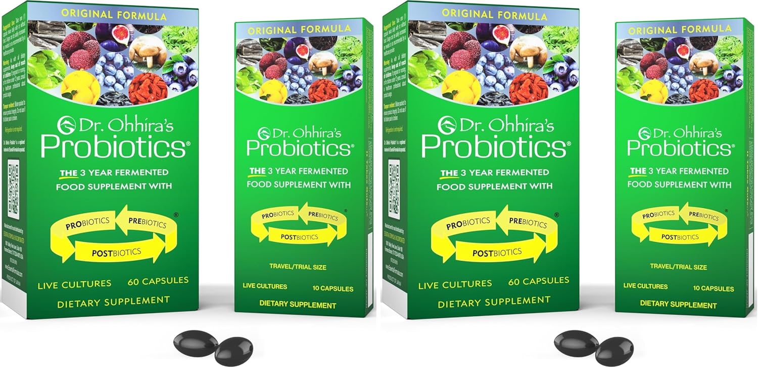Dr. Ohhira's Probiotics, Original Formula, 60 Caps with Bonus 10 Capsule Travel Pack - 13 Probiotic Strains with Prebiotics and Postbiotics