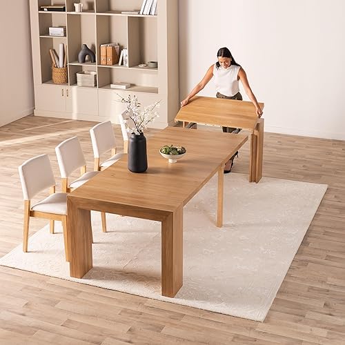 Miniatura 43 de Transformer Table - Mesa de comedor extensible de madera maciza, asientos 2-12, mesa de comedor extensible, muebles que ahorran espacio, muebles de