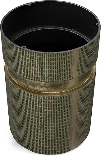 Miniatura 28 de SIMPLIHOME Johnsen - Mesa de metal, 15 pulgadas de ancho, con tambor de hierro macizo, color plata antigua con patrón tribal, mesa auxiliar redonda