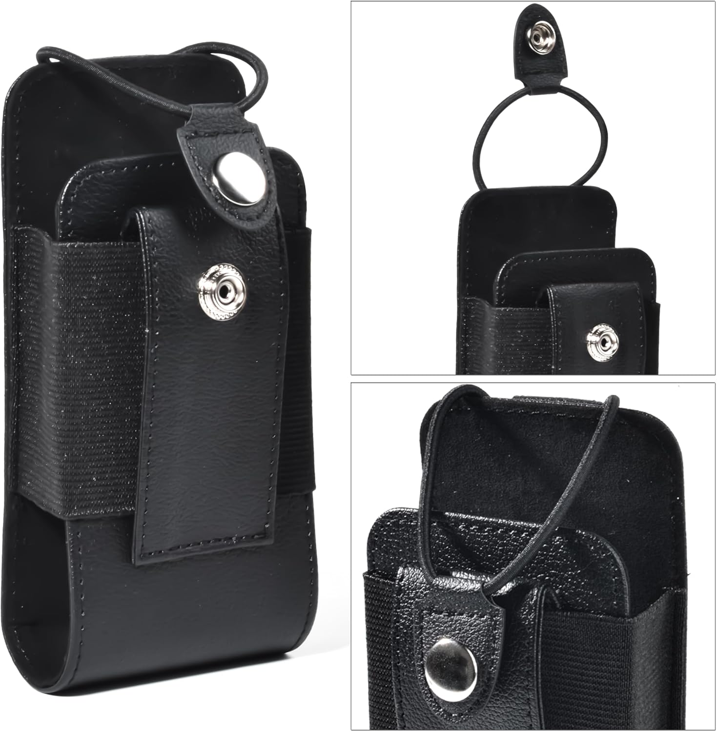 HYS MOLLE Leather Radio Holster – Universal HT Radio Pouch for Motorola GP88, GP328, APX6000/8000 & Midland/Uniden CB Radios - Image 7