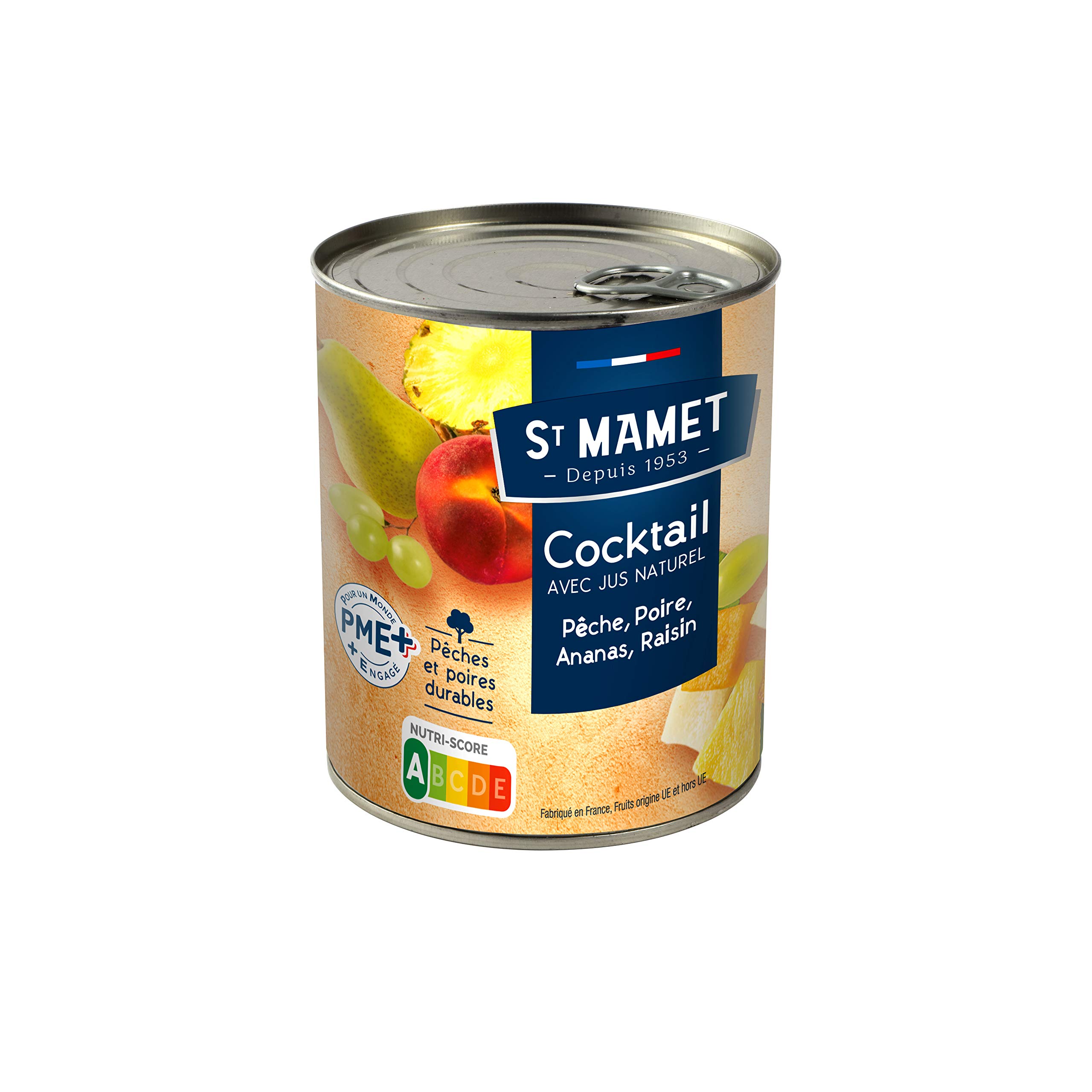 ST MAMET Depuis 1953 Cocktail Pêche, Poire, Ananas, Raisin 850g - Lot de 4