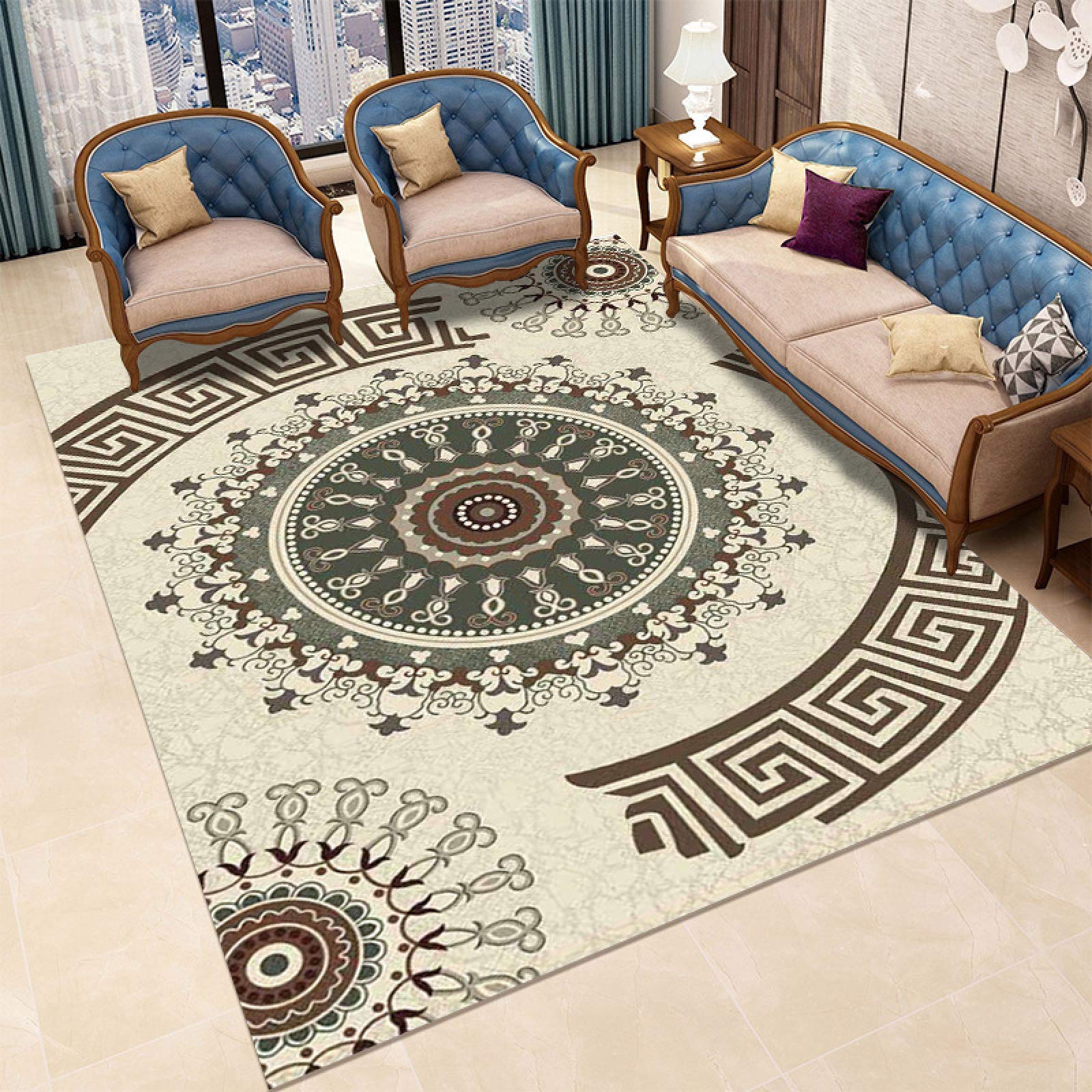 Tapis de salon moderne géométrique 80x120 cm sur mesure en vinyle pour bureau