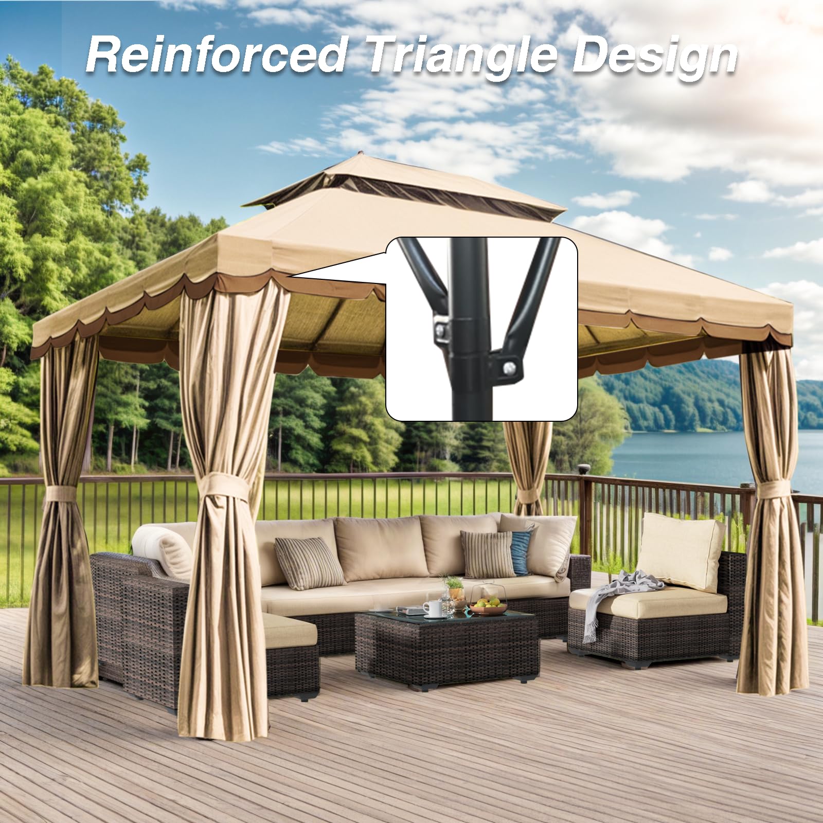Gazebo Tent 10x13 Outdoor Gazebo With Mosquito Netting - Heavy Duty Steel  Frame, Double Roof Canopy, For Patio, Backyard, Garden 10x10 Gazebo