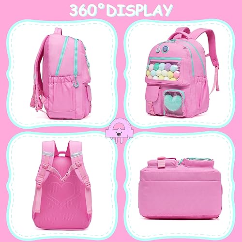 Miniatura 4 de Linda mochila para niñas, mochila estética mochila escolar para niñas mochila con lonchera suministros de regreso a la escuela