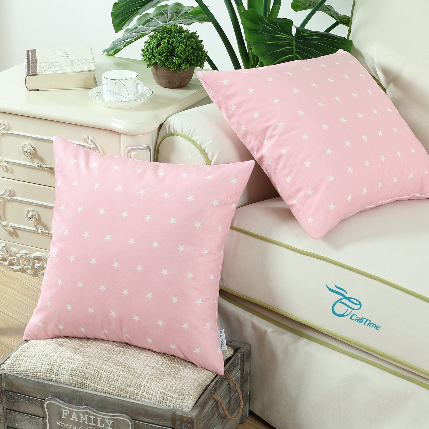 CaliTime Kissenbezug 30x50 Cm – Weicher Faux-Leinen Bezug Mit Reißverschluss, Viele Designs Für Sofa & Wohnzimmer