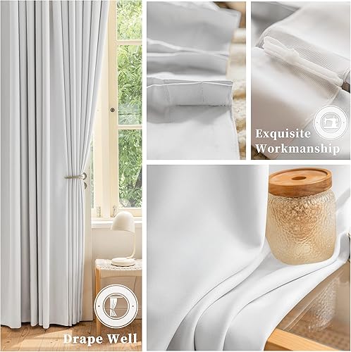 Miniatura 5 de OYRING Cortina plisada de 96 pulgadas de largo, con aislamiento térmico para oscurecer la habitación, cortina plisada con ganchos y alzapaños para