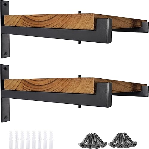 OVOV 4 soportes de estante resistentes montados en la pared de metal industrial (8 pulgadas, 4 unidades, negro)