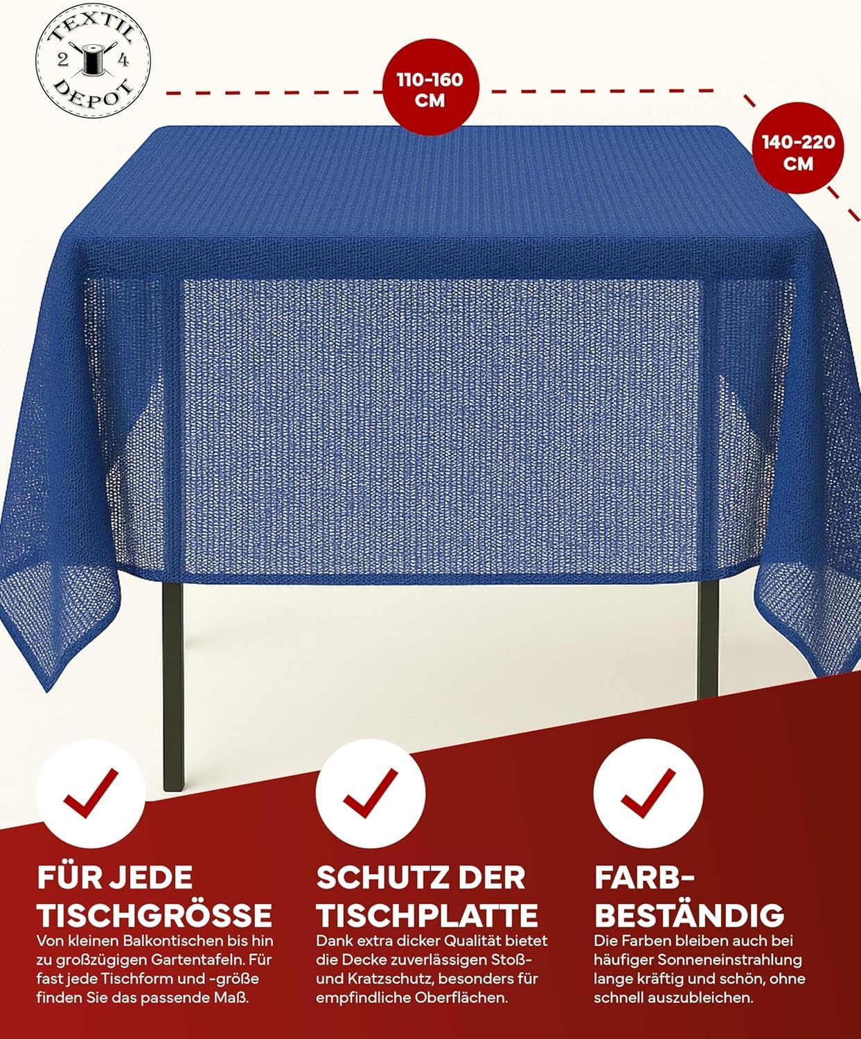 Tovaglia da giardino con orlo, lavabile, per giardino, balcone e terrazza, resistente alle intemperie (Blu, 140 x 180 cm ovale)