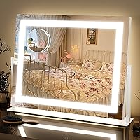 Vista 9 de FENNIO - Espejo de tocador con luces, espejo de maquillaje iluminado LED, pantalla táctil con 3 modos de iluminación, regulable, para mesa