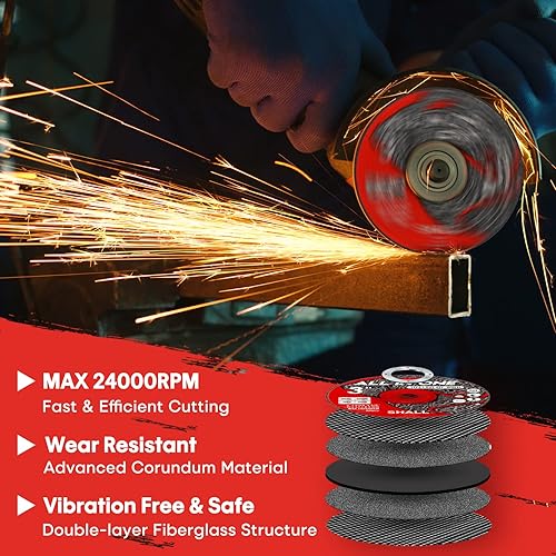Miniatura 4 de SHALL Paquete de 25 ruedas de corte de 3 x 38 x 364 pulgadas, rueda de corte ultrafina con bolsa para amoladora angular y herramientas de corte,