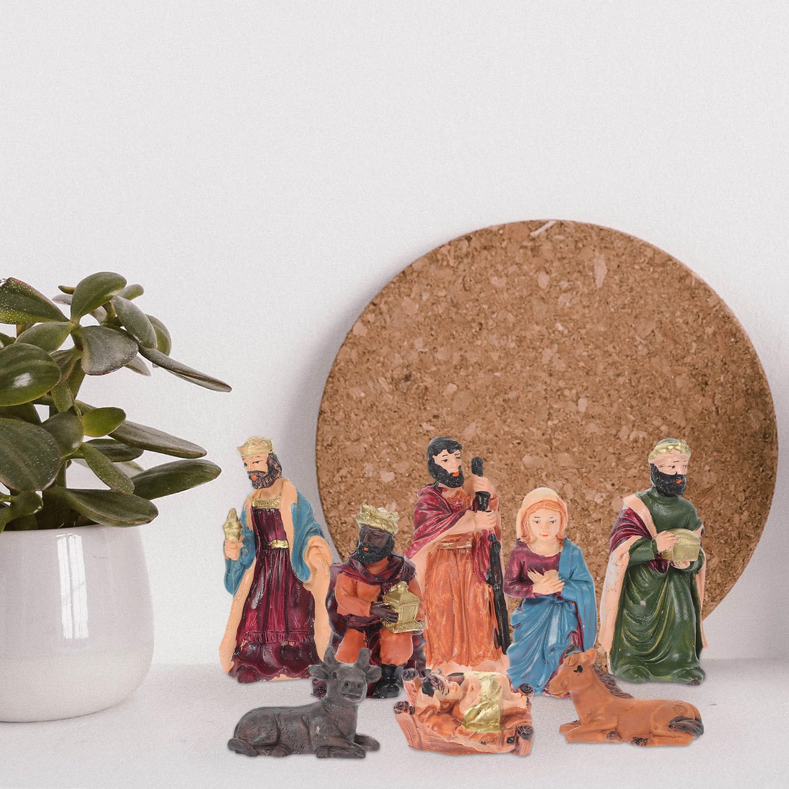TOYANDONA 4 Sets Kleines Krippenset aus Kunstharz, für Büro und Kirche