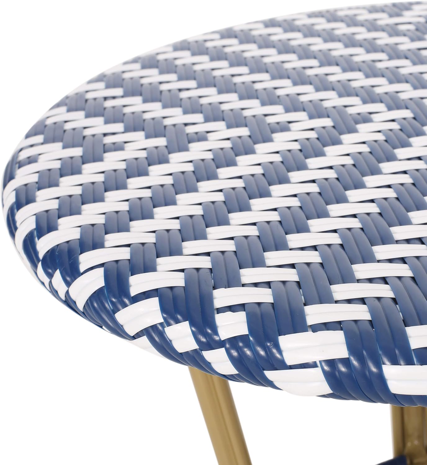 Christopher Knight Home 314452 Picardy Bistro Set, Navy Blue + White + Bamboo : Patio, Lawn & Garden
