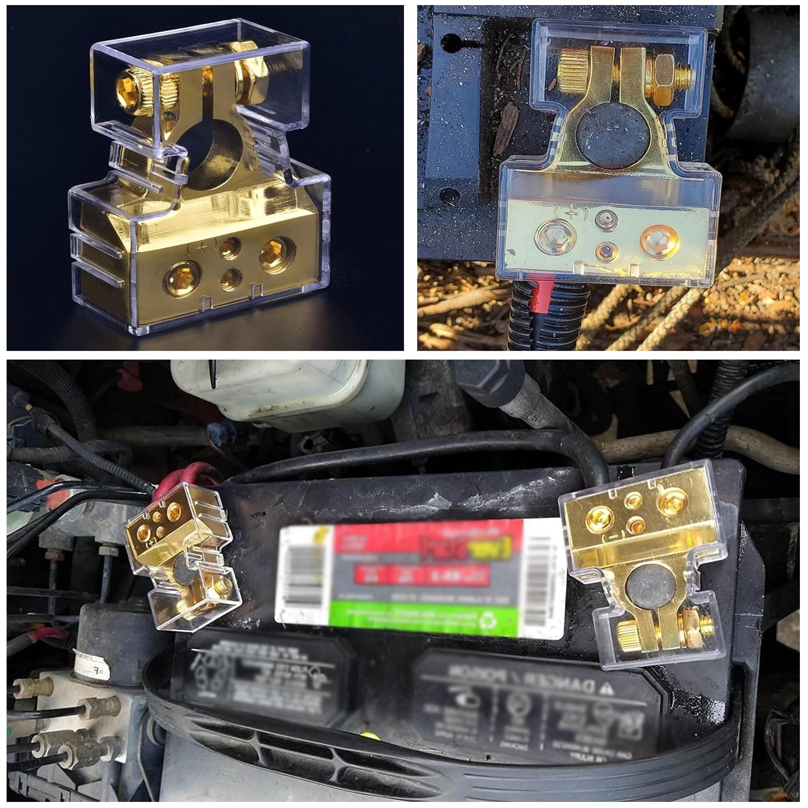 2 Pezzi Terminali Batterie Auto, 0/4/8/10 AWG Terminali Di Batteria, Morsetti Per Batteria in Lega Di Zinco,Positivo E Negativo Batteria Terminale Connettore,con Coperchio Antipolvere