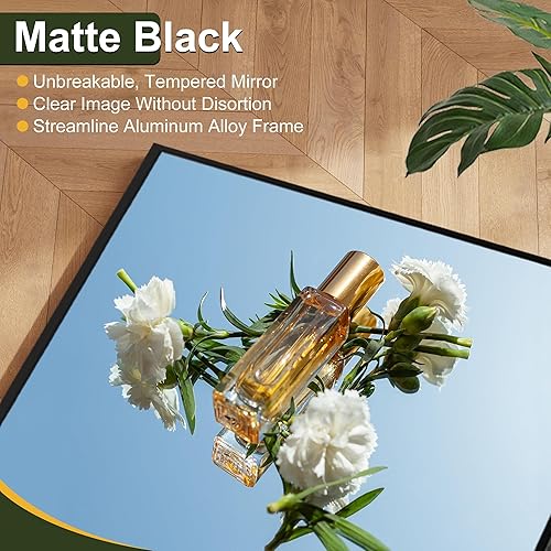 Vista 17 de NicBex - Espejo arqueado, de cuerpo entero, 64 x 24 pulgadas, con marco de aleación de aluminio, soporte, negro, se puede colocar de pie, apoyar