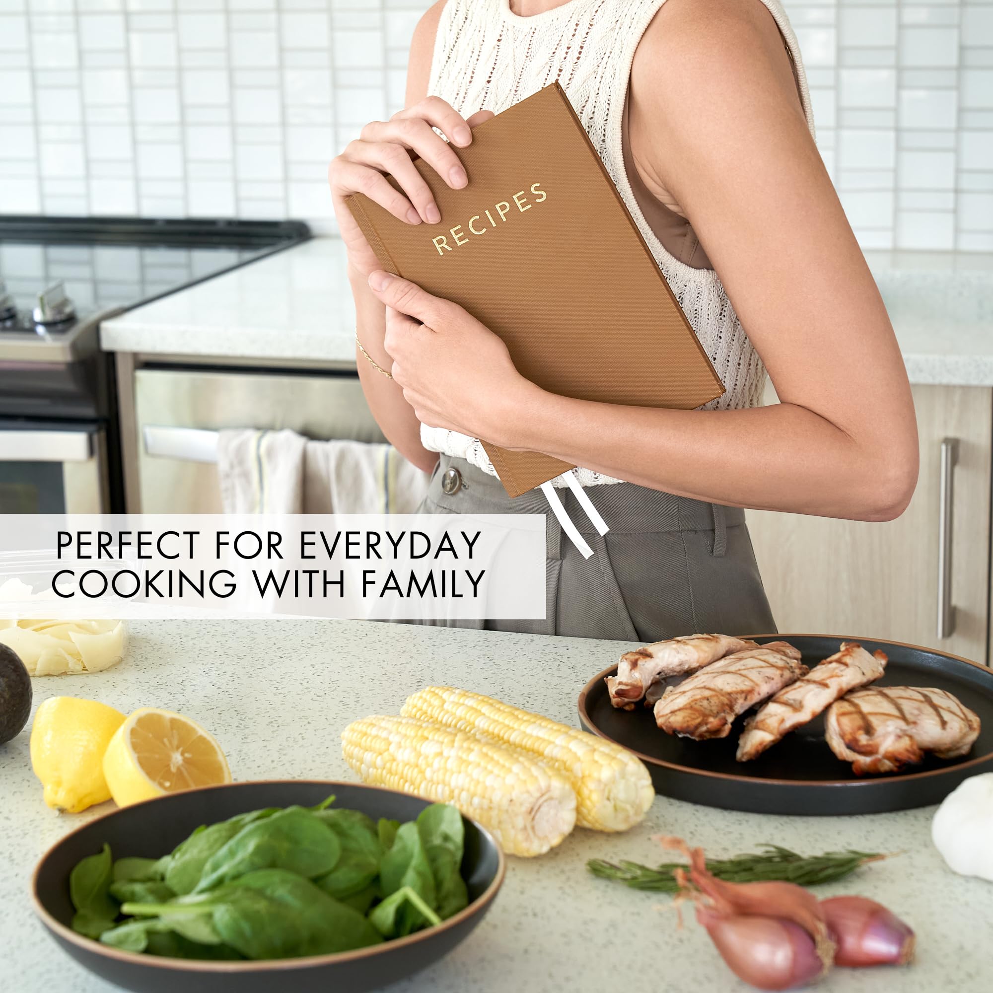 ZICOTO Aesthetic Blank Recipe Book with Waterproof Cover - Perfect Recipe Notes for Writing Your Own Recipes - Beautiful Blank Cookbook for Organizing Recipes