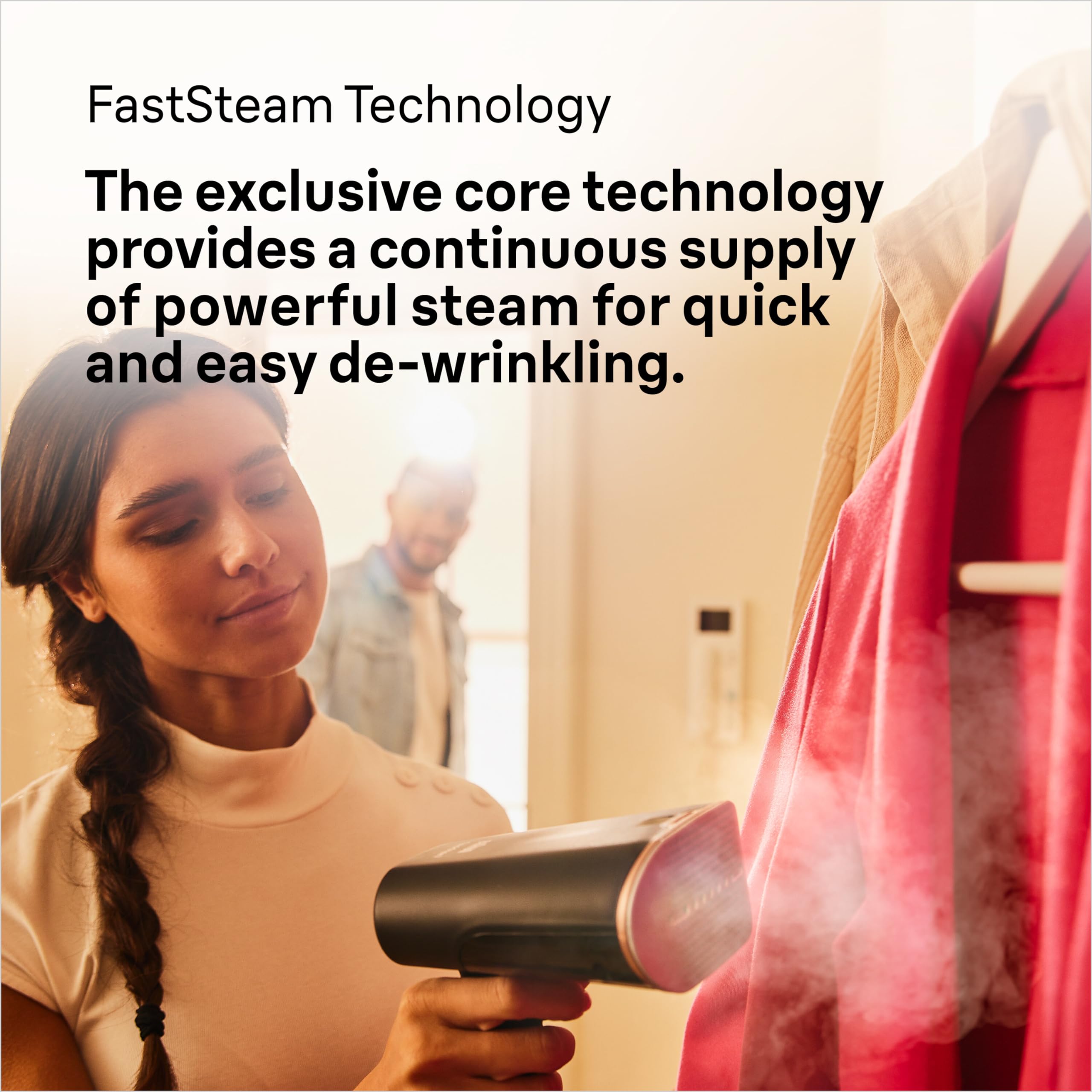 Braun QuickStyle 7 GS7077BK Dampfglätter, Dual FreeGlide 3D Technologie, FastSteam Technologie, Steamer, Dampf 35 g/min, Wassertank 250 ml, 3 m Kabellänge, in 35 Sekunden bereit, 1600W, Schwarz/Kupfer