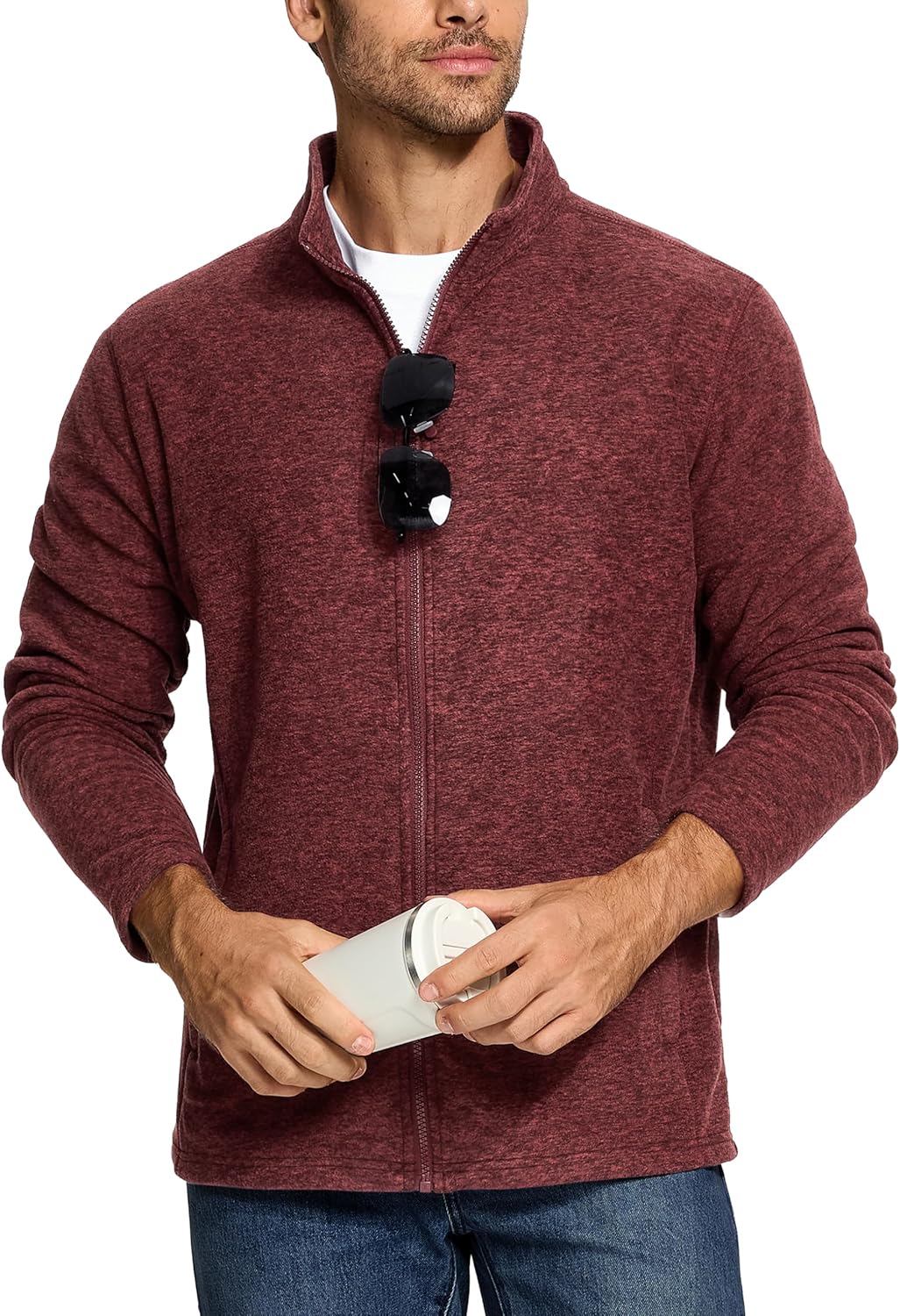 TACVASEN Men's Fleece Jackets Full Zip Lightweight Jacket Casual Soft Warm Coats with Pockets - Image 2