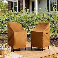 Vista 16 de RosieLily Fundas apilables de respaldo alto para taburetes de bar al aire libre, fundas impermeables para muebles de patio beige con asiento