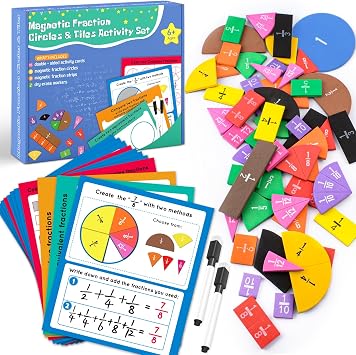 Magnetic Fraction Tiles & Circles Activity Set, Math Fraction Manipulatives