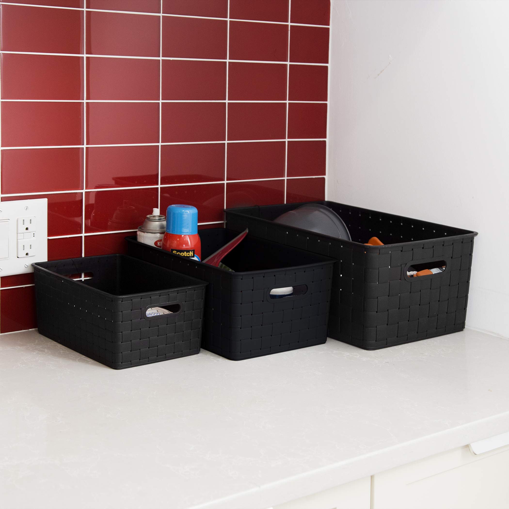 DONTPANIC TYPE-03 BUSINESS ＋1.5 Amazon.com - BINO | Plastic Basket, Large - Black | 3 Pack