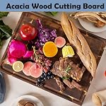 Planche de coupe en bois pour cuisine, Grande planche à découper en bout de bois d'Acacia avec rainure de jus, plaque de coupe de blocs de boucher épais pour les légumes de viande