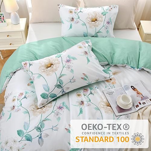 Miniatura 154 de MUXHOMO - Funda de edredón tamaño Queen, juego de funda de edredón reversible floral gris con cierre de cremallera, 3 piezas, juego de ropa de cama