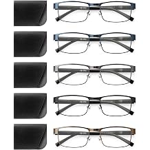JOLISU 5PCS Reading Glasses Men - Blue Light Blocking Computer Metal Thin Frame Readers For Mens/Women 0.5
