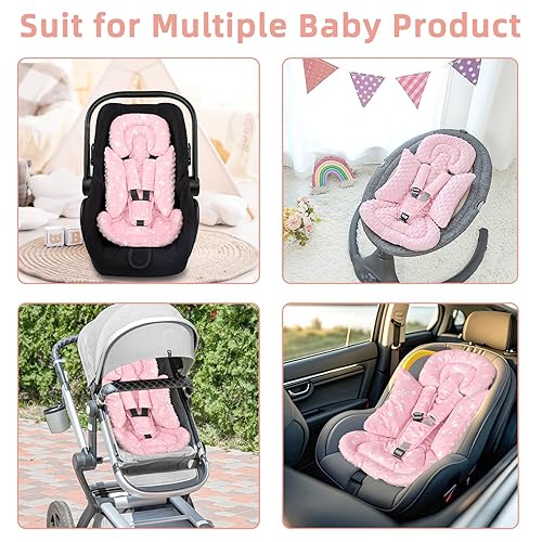 Miniatura 7 de Soporte para la cabeza del asiento de automóvil para bebé, inserto suave para asiento de automóvil con fundas de correa para niñas, inserto para