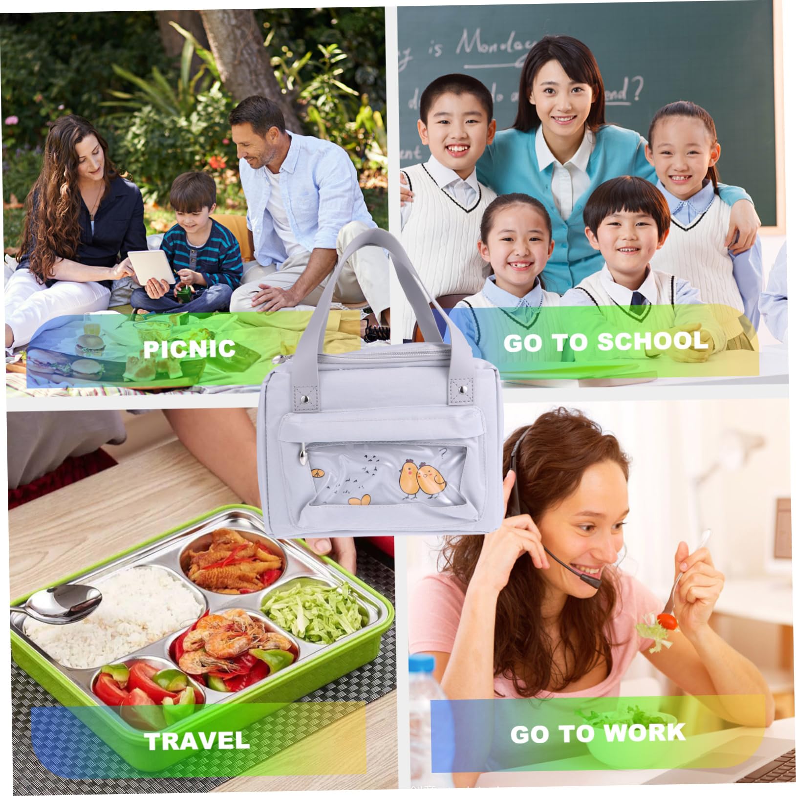 Mikinona Oxford Lunchbox Tasche Isolierte Bento Tasche Tragbare Picknicktasche Für Lebensmittel Doppellagige Aluminiumfolie Für Büro Schule Und Outdoor-aktivitäten
