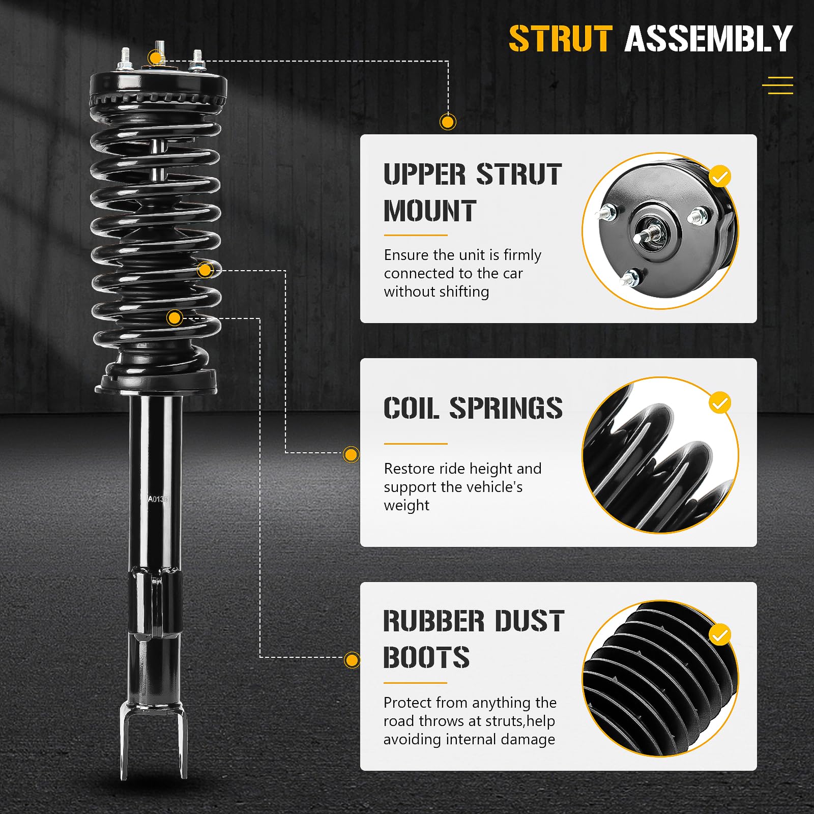 Honda Civic Struts 2 Front Complete Strut Assemblies For 2006-2011 ...