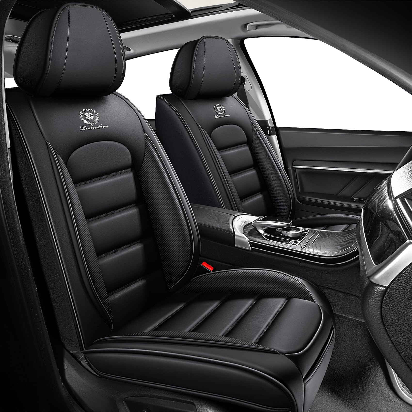 Seat Covers for Hyundai Genesis Coupe 2010-2015,Leather Seat Covers Full Set,5 Seats Cover Seats for Cars,Automotive Seat Covers Vehicle Cushion Compatible with Airbag（Full Set,Classic Black）