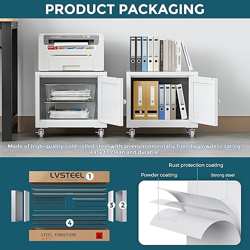 Miniatura 6 de Soporte de impresora pequeño con almacenamiento, mesa de impresora para oficina en casa para espacios pequeños, soporte de impresora 3D debajo del