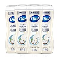 Vista 1 de Dial Gel de Ducha, Hidratación Saludable, Leche de Coco + Vitamina E, 16 onzas líquidas (Paquete de 4), Suave, Deja la Piel Suave en 1 Ducha