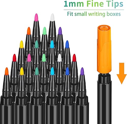 Miniatura 3 de 20 marcadores de tiza líquida para pizarra de borrado en seco de vidrio acrílico transparente, puntos ultrafinos de 0.039 pulgadas, fácil de borrar