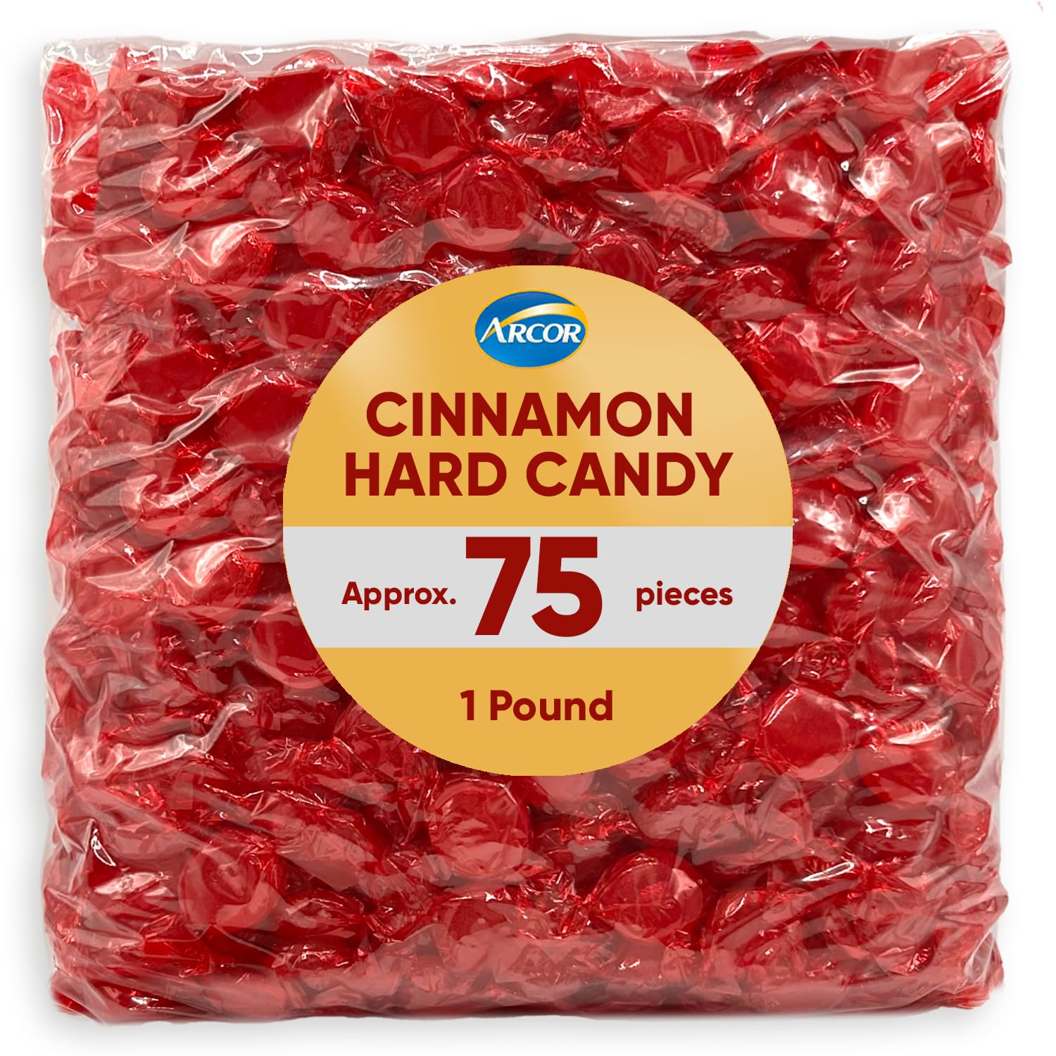 Cinnamon Hard Candy Bulk - 1 Pound of Approx 75 - Cinnamon Candy - Hard Candy Individually Wrapped, Christmas Candy Bulk
