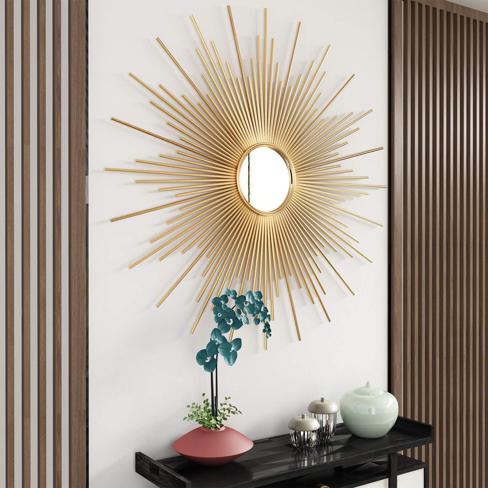 Miroir décoratif Soleil Or, 60 cm / 70 cm / 80 cm de Grand Miroir Mural décoratif Rond, Miroir Mural décoration Murale décoration décoration de Soleil,60cm