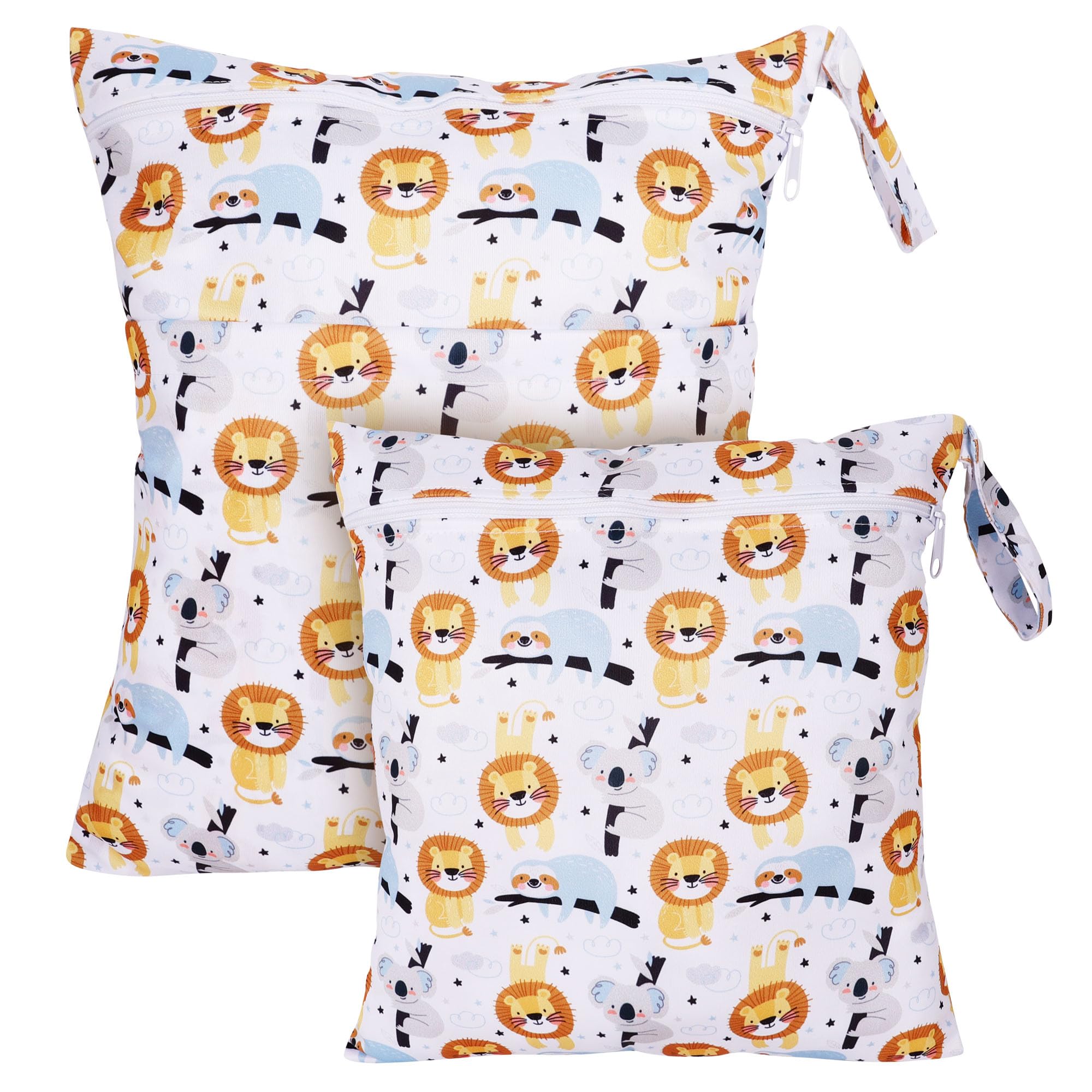 Loscarol,2 Stück wetbag Kindergarten groß，nasstasche Wet Bag windeltasche organizer，nassbeutel Kindergarten personalisiert for Baby stoffwindeln (Regenbogen)