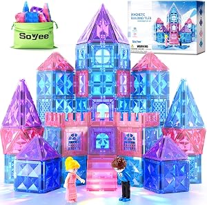 Diamond Magnetic Building Blocks for Kids - Princess Castle Magnetic Tiles Toys for 3-8 Year Old Girls & Boys - 3 4 5 6 Year Old Girl Birthday Xmas Gifts - STEM Educational Toys for Creative Play