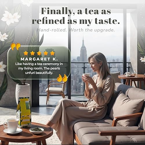 Miniatura 4 de Perlas de té verde de jazmín orgánico, 4 onzas, 3.99 oz, té de perlas de dragón por Enzo, experimenta el aroma calmante de jazmín suaviza la cafeína