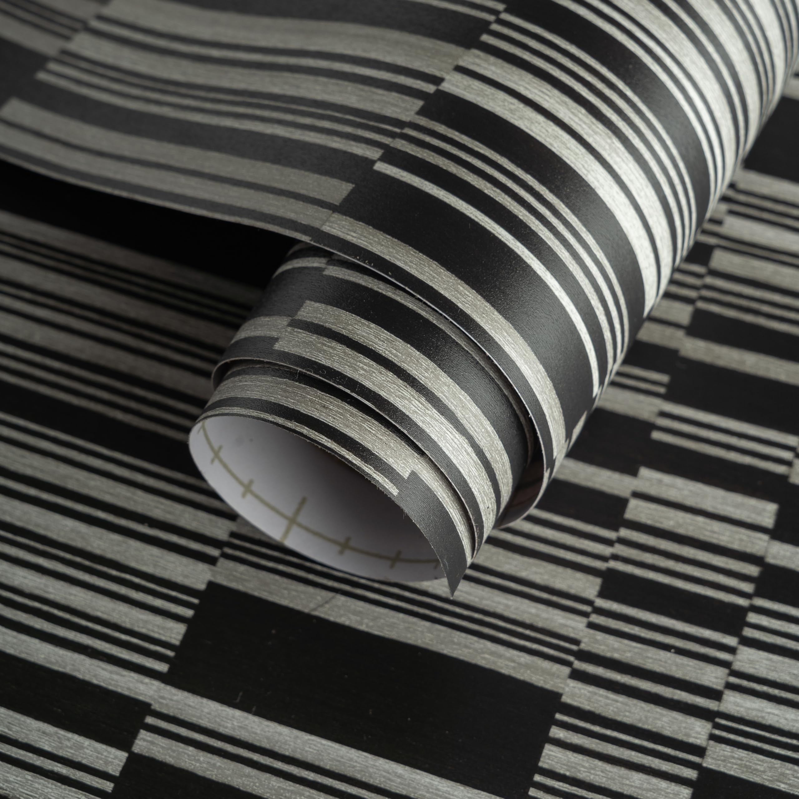 Striped Black and White Wallpaper Peel and Stick Removable Waterproof Self Adhesive Modern Contact Paper for Kitchen Bathroom Cabinet Laundry Room 16"x354" Vinyl Wrap Plaid Zebra Checkered Wall Paper